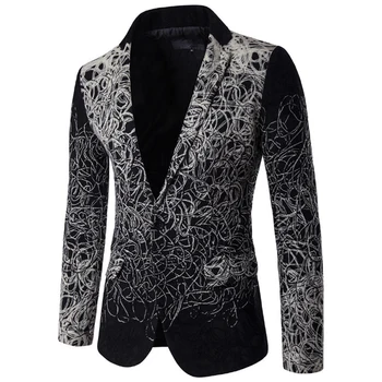 Новый бутик Мужских блейзеров и курток с трендовой вышивкой, приталенные блейзеры в британском стиле, мужские костюмные куртки terno masculino 5XL