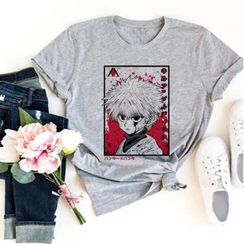 Футболка hunter x hunter, женские дизайнерские футболки с комиксами, японская одежда для девочек