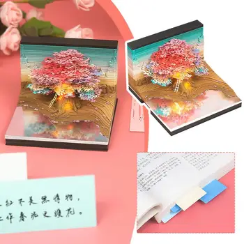 Домик на дереве в цвету вишни, Домик на дереве, Панорамная 3D резьба для заметок, трехмерное панорамное зеркальное цветное бумажное домик-дерево H0t3
