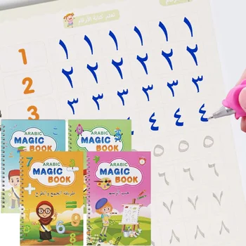 Новая Затонувшая Многоразовая Волшебная Тетрадь Арабской Каллиграфии Для Детского Письма Groove Alphabet Handwriting Word Montessori Practice Book