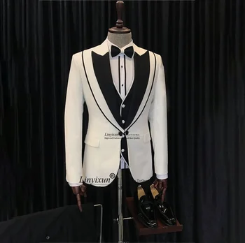 Официальные мужские костюмы, свадебные смокинги для жениха, комплекты из 2 пиджаков и брюк, деловые мужские блейзеры Slim Fit Terno masculinos completo