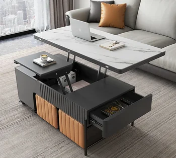 Многофункциональный складной обеденный стол для небольших помещений, гостиная двойного назначения, выдвижная мебель, подъем каменной панели в быту