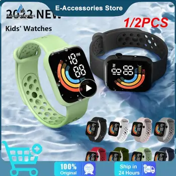 1 / 2ШТ Twitch Children Детские часы Наручные часы Boy Sport LED Простой цветной силиконовый ремешок Детские часы Подарок для студентов