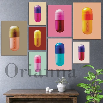 Настенный арт-принт Pill The Cure Love Yourself Дизайн таблетки, плакат Дэмиена, Абстрактное медицинское искусство, Холст, Живопись, Офисный декор, Фотографии