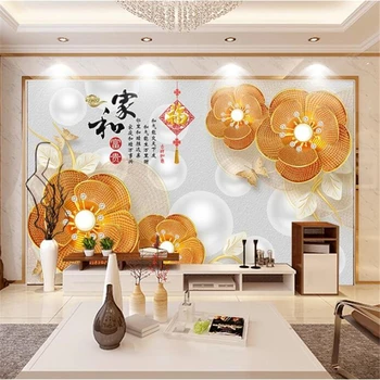 beibehang Custom wallpaper boutique высококачественные ювелирные изделия с 3D-тиснением, цветочный дом и богатый фон для телевизора papel de parede, обои для стен