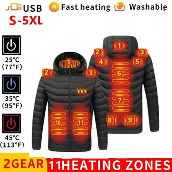 2022 НОВЫЕ Мужские куртки с подогревом Уличное пальто USB Электрическая Батарея С длинными рукавами Куртки с капюшоном с подогревом Теплая Зимняя Тепловая одежда