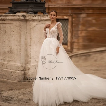 Винтажное Свадебное Платье С Кружевной Аппликацией, Элегантное Высококачественное Свадебное Платье Из Тюля На Молнии Сзади, Платья Невесты Vestido De 2024 New