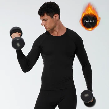 Мужская компрессионная одежда с длинными рукавами, плюшевая облегающая одежда, специально разработанный мужской теплый топ