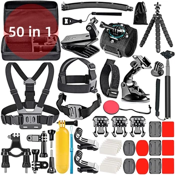 Черная сумка для переноски 50 в 1, водонепроницаемый чехол, комплект аксессуаров Go pro для Go pro H ero 9 8 7 6 5 4 3+ Аксессуары для экшн-камеры