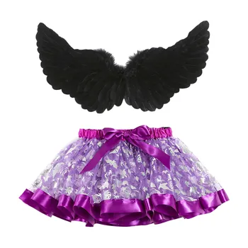 Детские балетные юбки для девочек, танцевальная юбка из фатина в стиле пэчворк для костюмированной вечеринки на Хэллоуин с нарядами-крылышками