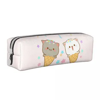Пеналы для карандашей Lovely Peach и Goma Mochi Cat, Милые пеналы с мишкой-мороженым, коробка для ручек, детские большие сумки, канцелярские принадлежности на молнии