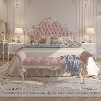 Роскошная Кровать Из Дерева Для Девочек Nordic Queen, Милая Современная Двуспальная Кровать Twin King, Спальня Принцессы, Кожаная Мебель Camas De Matrimonio Dormitorio