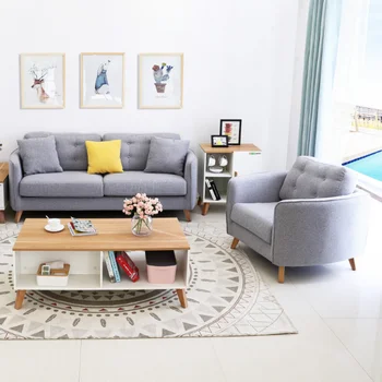 Мебель для дома диван серо-синего цвета на заказ с деревянными ножками комплект диванов