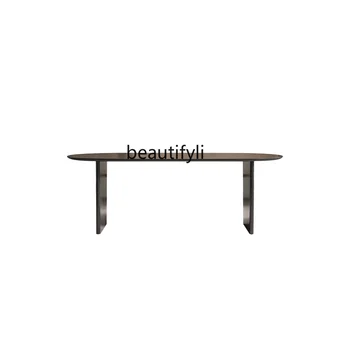 Дизайнерский Итальянский Простой Обеденный стол из черного массива дерева Специальной формы Для маленькой квартиры, Обеденный стол для дома, Обеденный стул