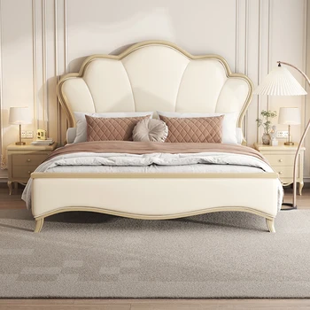 Американская легкая Роскошная Современная Простая спальня с двумя односпальными кроватями, кровать принцессы в французском кремовом стиле, кровать-лепесток