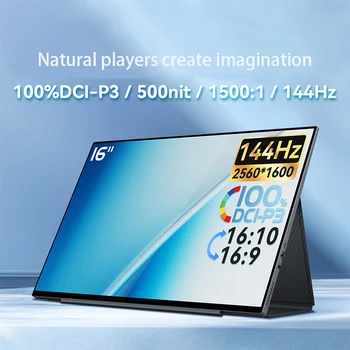 16-Дюймовый Портативный Монитор 4K 144 Гц 100% DCI-P3 16:10 HDR 1 МС FreeSync IPS Экран Игровой Дисплей Для ПК XBox PS4/5 Switch
