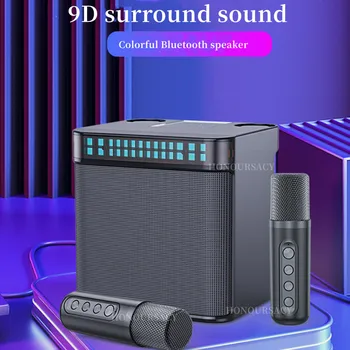 Bocinas Bluetooth динамик Домашнее караоке Портативный Цветной светодиодный микрофон высокой мощности мощностью 100 Вт, сабвуфер Bluetooth динамик