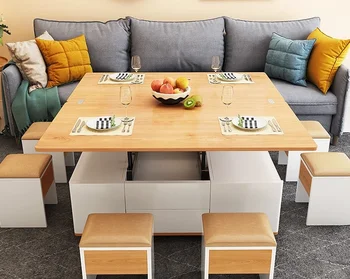 Скандинавская многофункциональная домашняя мебель для гостиной простой и современный небольшой складной обеденный стол с регулируемым журнальным столиком