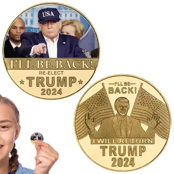 Золотая монета Трампа Позолоченные монеты президентской кампании Trump Money Challenge Для сторонников Трампа Памятная подарочная монета