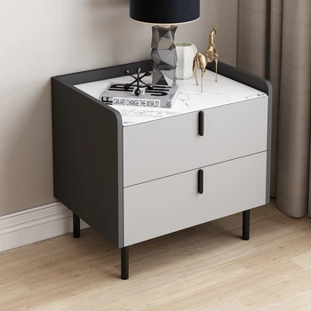 Простой современный серый прикроватный шкафчик в скандинавском стиле, шкафчик для хранения в спальне, легкий роскошный прикроватный шкаф в итальянском стиле