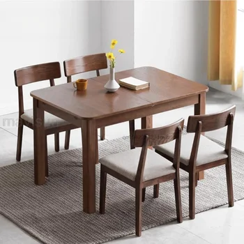 Новый чистый минималистичный телескопический Многофункциональный обеденный стол и стул из массива дерева, сочетание ресторана, мебель для домашнего дубового стола