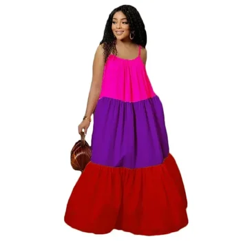 2023 Африканские платья для женщин, летняя мода, Африканские Макси-платья в стиле пэчворк из полиэстера без рукавов, Африканская одежда в стиле Дашики