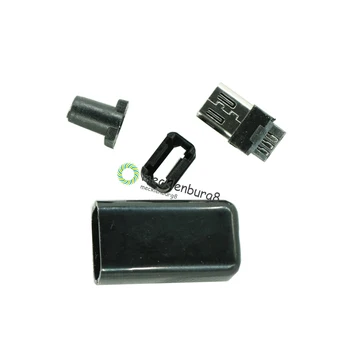 10шт Комплект штекерных разъемов Micro USB DIY с крышками черного цвета
