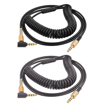 Прочный пружинный кабель гарнитуры 3,5 мм Идеально подходит для 1 2 3 наушников Удобная замена кабеля гарнитуры 150 см / 59,1 дюйма