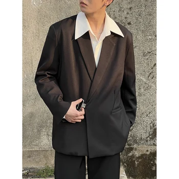 Новый мужской костюм с металлическими пуговицами, Блейзер, модный однобортный пиджак с вырезами на лацканах, приталенное пальто, деловая куртка для свадебной вечеринки, повседневная куртка на каждый день