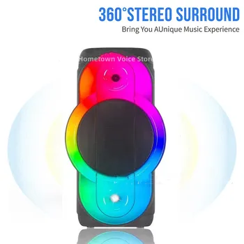 80 Вт Супер Большой Открытый Динамик Bluetooth 12-Дюймовый Сабвуфер с Двойным Рогом, Портативная Беспроводная Колонка, Басовый Звук с Микрофоном FM