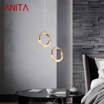 Подвесной светильник ANITA Современные светодиодные креативные светильники Круглое Кольцо Декоративное для домашней лестницы Прохода