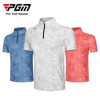 Одежда для гольфа PGM, мужская футболка с коротким рукавом, спортивный эластичный модный мужской топ из ткани