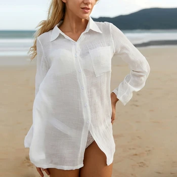 Женские пляжные бикини, пляжная рубашка с длинным рукавом, купальный костюм, накидка