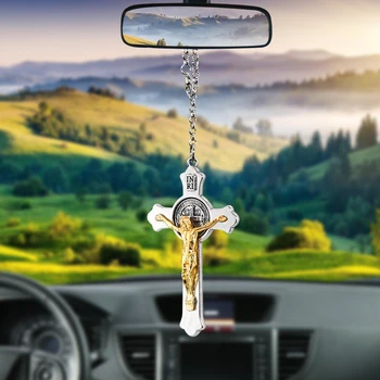 Автомобильные Аксессуары Украшение зеркала заднего вида Католический Крест Иисуса Христа Религиозный Автомобильный Кулон Подвесные Настенные Кресты Распятие Крест