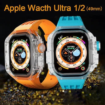 Подходит для Apple Watch Ultra 1/2 модифицированного Richard, прозрачный интегрированный ремешок Viton, пряжка-бабочка, булавочная пряжка 49 мм