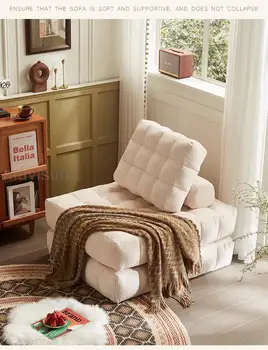 Лаконичный одноместный диван, съемный, универсальный для сна лежа, Квадратное кресло из синели, Стильная гостиная, гостиная