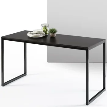 Письменный стол Jennifer 55 ” в черном каркасе, обеденный стол из мрамора цвета эспрессо, кухонный стол