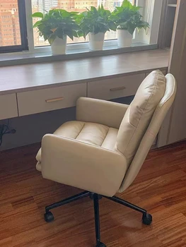 Офисные стулья Nordic, Кожаное кресло с удобной спинкой, кресло для домашнего компьютера, Дизайнерское креативное кресло, Легкое Роскошное вращающееся кресло