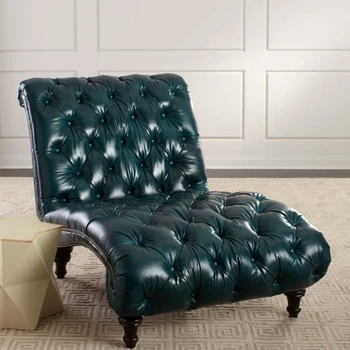 Светло-роскошная темно-зеленая натуральная кожа, постмодернистские стулья для благородных наложниц, виллы, спальни, ленивые диваны