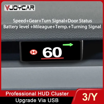 Vjoycar Auto Mini HUD, головной дисплей спидометра, цифровая приборная панель, автомобиль для Tesla Model 3, модель Y 2023, Аксессуары для транспортных средств