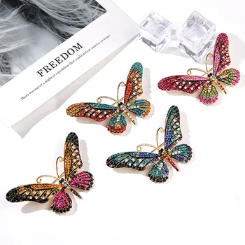 Красочная милая Брошь в виде бабочки Разноцветные Броши со стразами для женщин Бутоньерка для женской Бижутерии