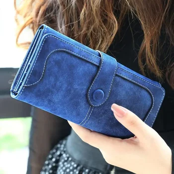 Новый модный Корейский ретро-матовый кошелек, женский длинный кошелек на молнии и пряжке, студенческий кошелек, сумка для телефона, многоцветный