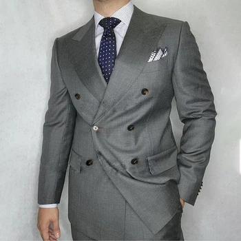 Дизайнерские мужские костюмы Мужская одежда элегантного обычного покроя, 2 предмета, костюмы новейшего дизайна для мужчин, комплекты блейзеров, брюки Smart Causal