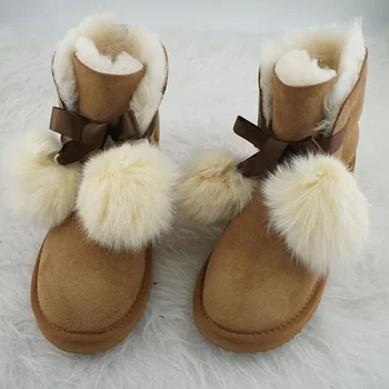 Женские зимние классические зимние ботинки, женские ботинки из натуральной овчины, обувь высокого качества