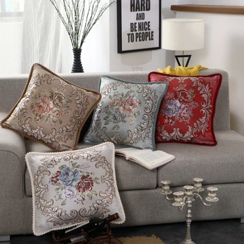 Жаккардовый чехол для подушки в американском стиле, Ретро Классическая вышивка, наволочки с цветами, домашний декор, наволочка для дивана, кресла, автомобиля