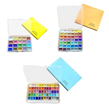 Новые 20/42/60 Цветов Однотонных Блестящих Акварельных Красок для Рисования на Бумажной Ткани