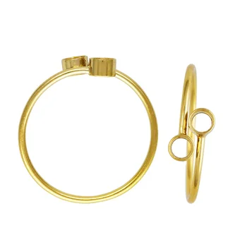 14-Каратное золотое регулируемое кольцо с 2 рамками для укладки под камень размером 3 мм Размер США 6-8