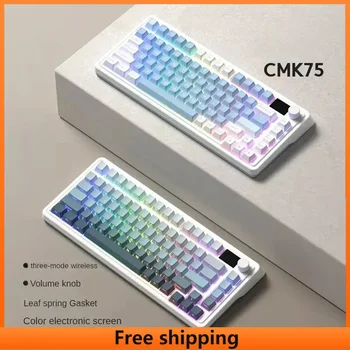 CMK75 Bluetooth Трехрежимные клавиатуры с возможностью горячей замены с экраном, эргономичная структура прокладки, офисные игровые механические клавиатуры