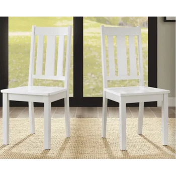 Деревянный обеденный стул, комплект из 2 предметов, белый, для помещений